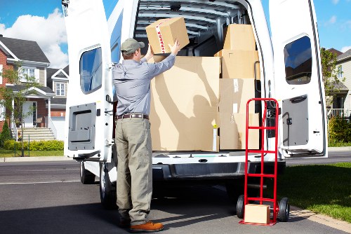 Insured van and removal staff carrying household items carefully
