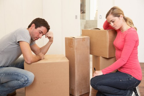 Packed boxes and furniture prepared for removal truck hire